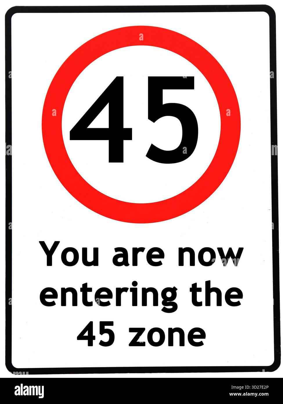 Un concept d'anniversaire fait comme un panneau routier illustrant quelqu'un atteignant son 45e anniversaire Banque D'Images