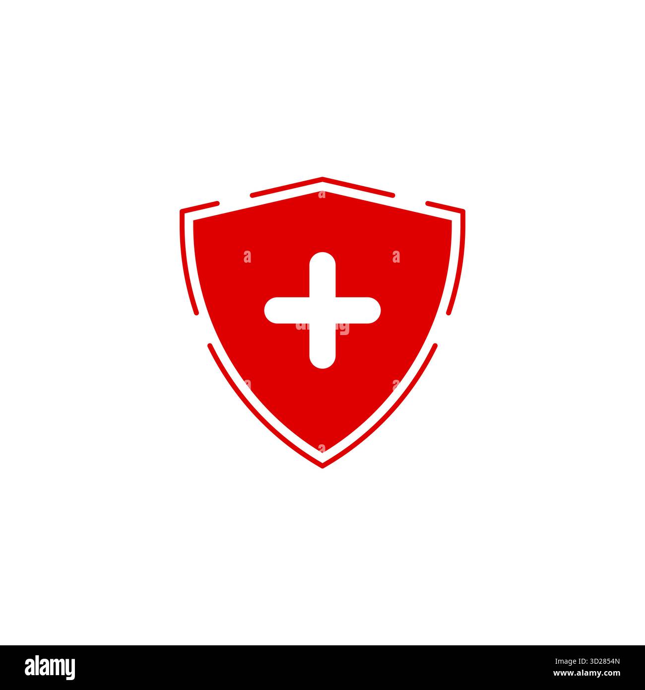Bouclier rouge avec croix blanche plus icône symbolisant la sécurité des soins de santé et la conception de vecteur de protection isolé sur fond blanc parfait pour le médical Illustration de Vecteur