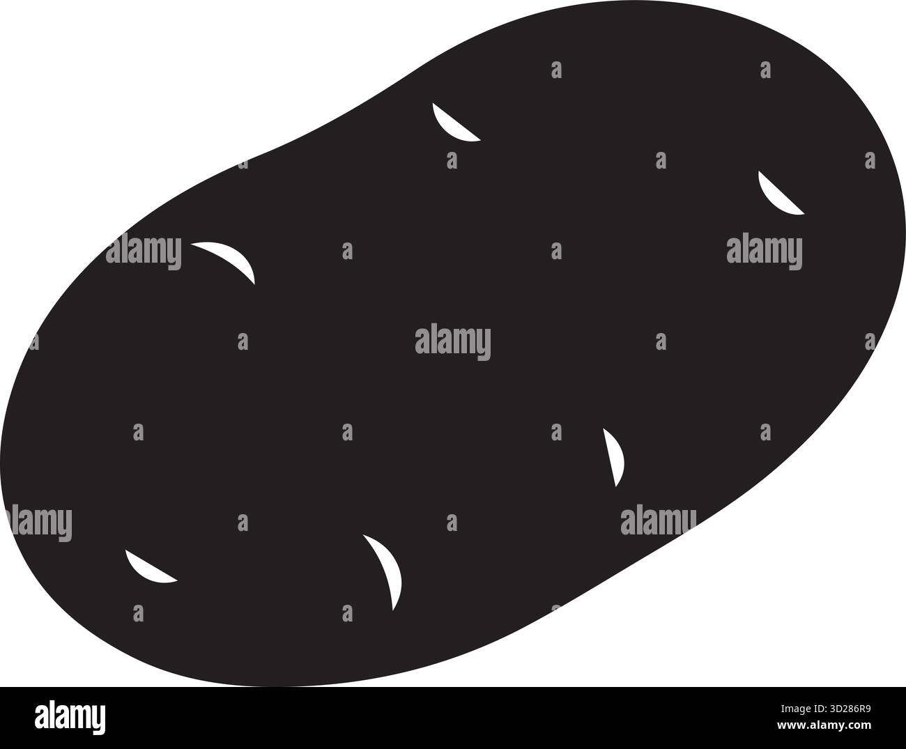 Icône de pomme de terre noire, légume, nourriture, Nutrition, sain, organique Illustration de Vecteur