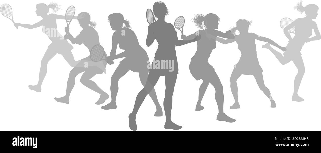 Silhouette tennis Players concept silhouettes Illustration de Vecteur
