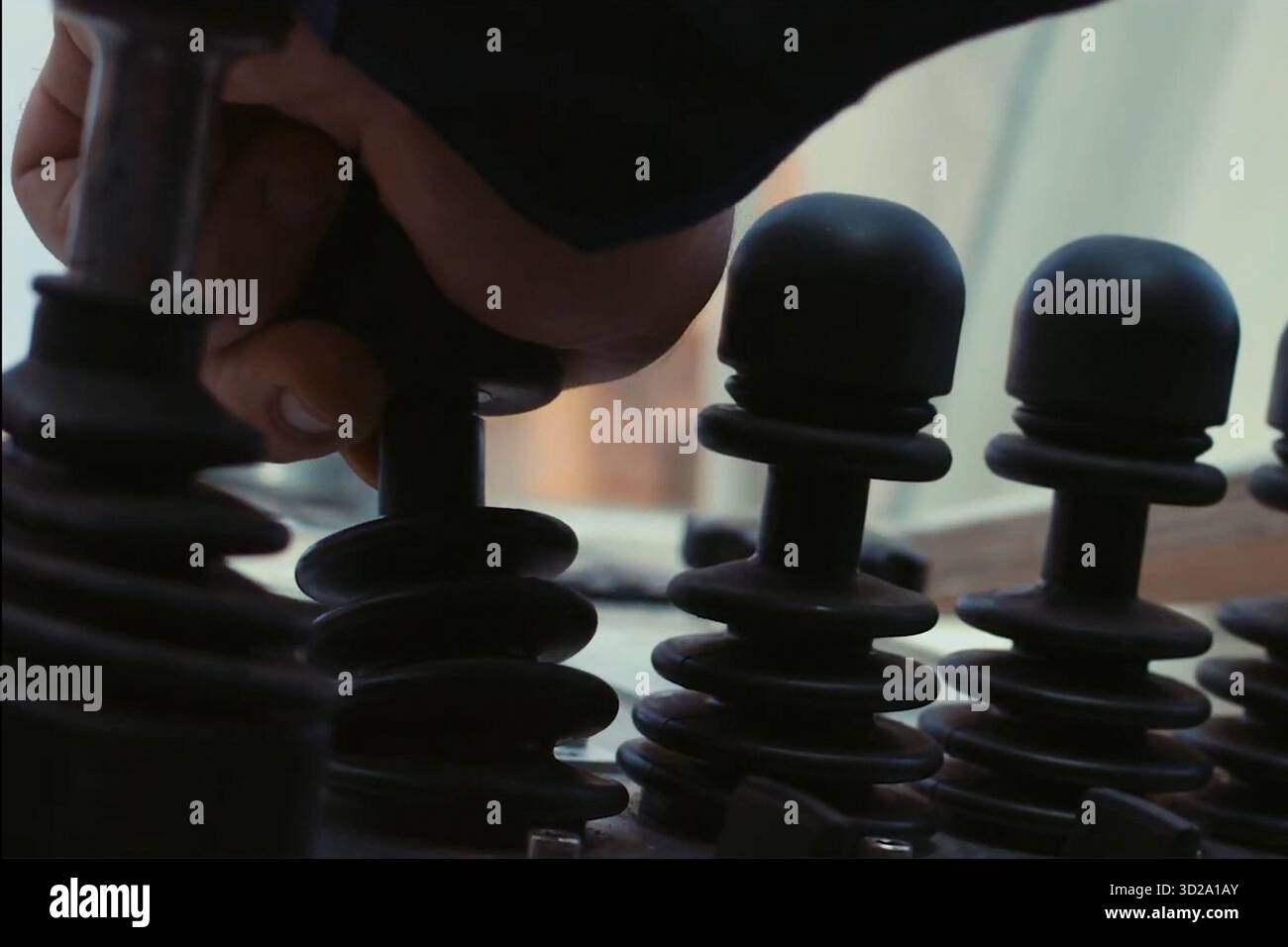 Leviers de commande hydraulique. Panneau de commande de la plate-forme de forage. Banque D'Images