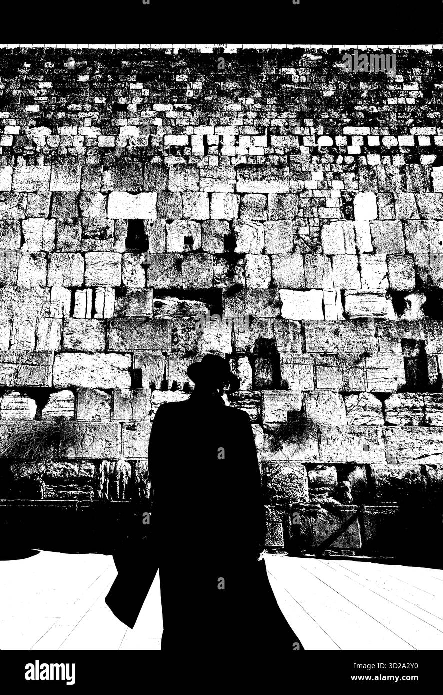 Un juif au Mur des lamentations à Jérusalem biblique, Israël, Moyen Orient Banque D'Images