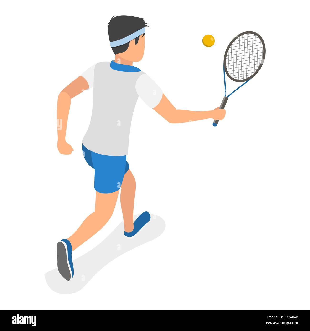 Ensemble plat isométrique 3D de joueurs de tennis, Sport d'été. Point 4 Banque D'Images