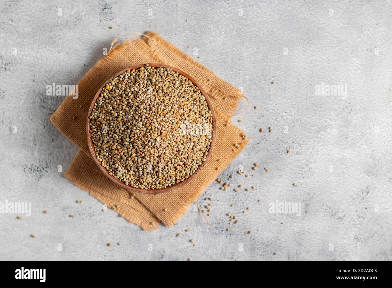 Le millet Bajra est un grain sans gluten riche en fer, fibres et protéines, soutenant la santé cardiaque, la digestion, et une énergie soutenue. Banque D'Images