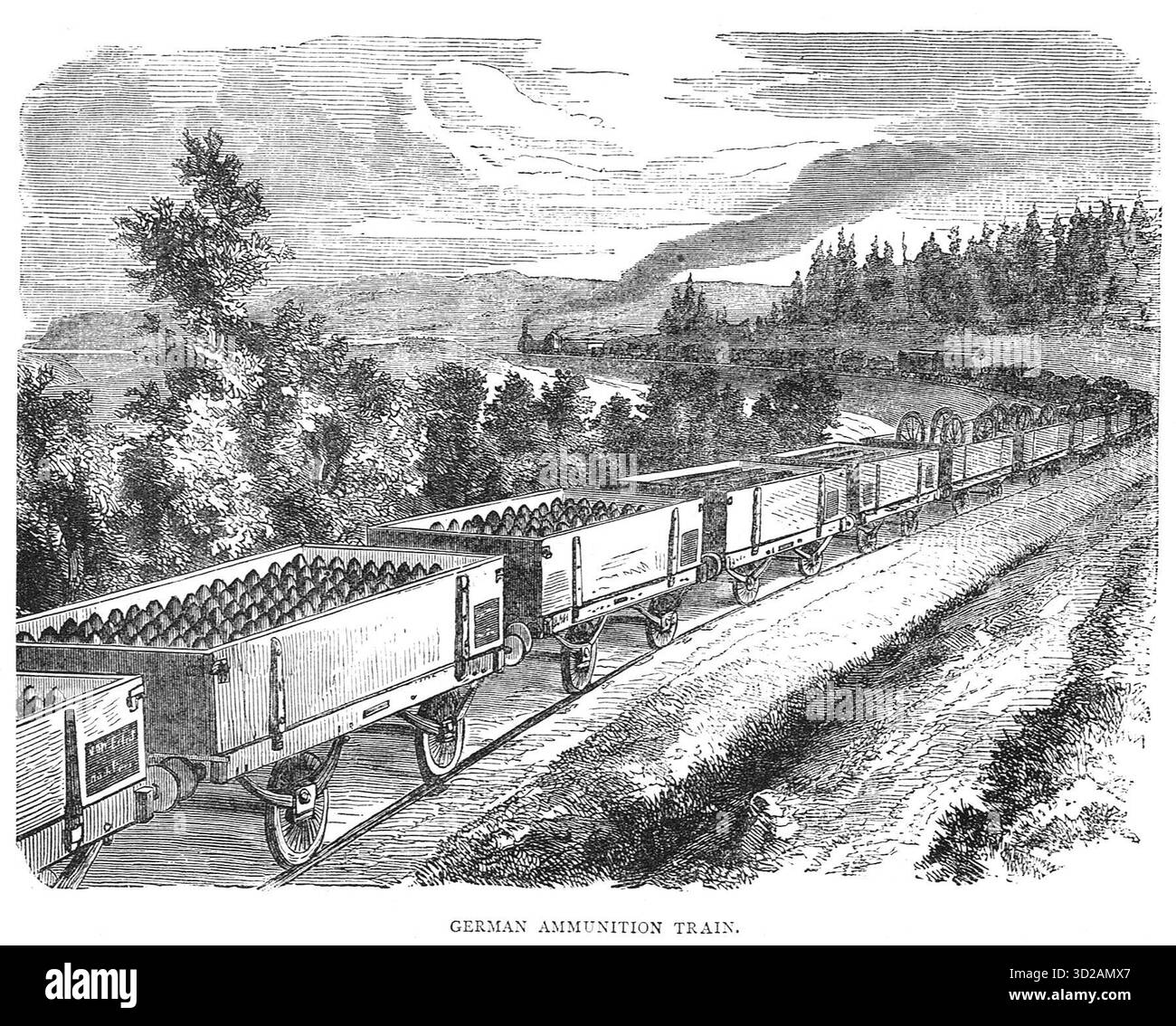 Un train de munitions allemand pendant la guerre franco-prussienne Banque D'Images
