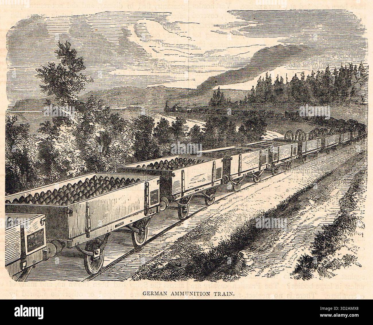 Un train de munitions allemand pendant la guerre franco-prussienne Banque D'Images