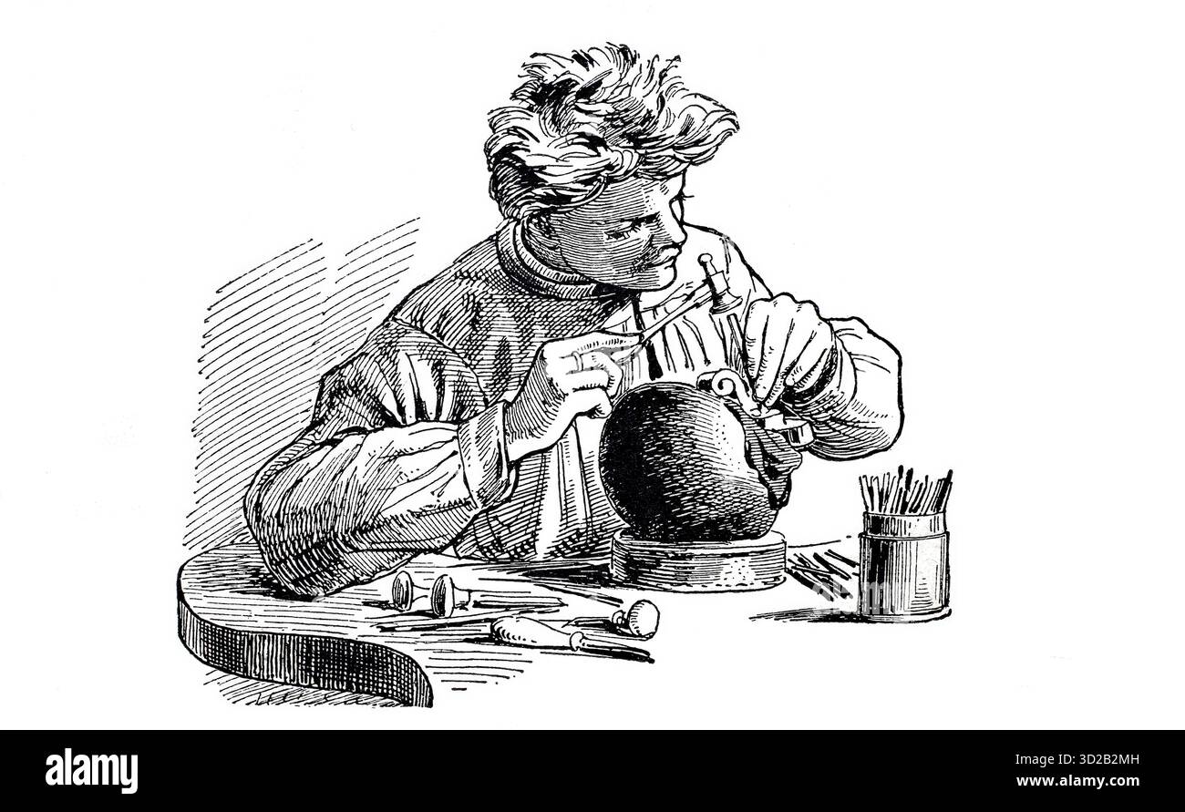 Chaser au travail, profession de chasseur, métallurgie, vers 1880, reproduction améliorée numériquement d'un original du XIXe siècle, historique, date exacte inconnue Banque D'Images