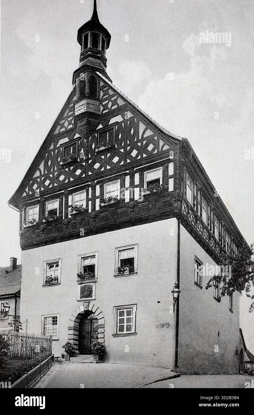La mairie de Burgkunstadt, haute-Franconie, en 1938, Bavière, Allemagne, reproduction améliorée numériquement d'un original du xixe siècle, historique, date exacte inconnue Banque D'Images