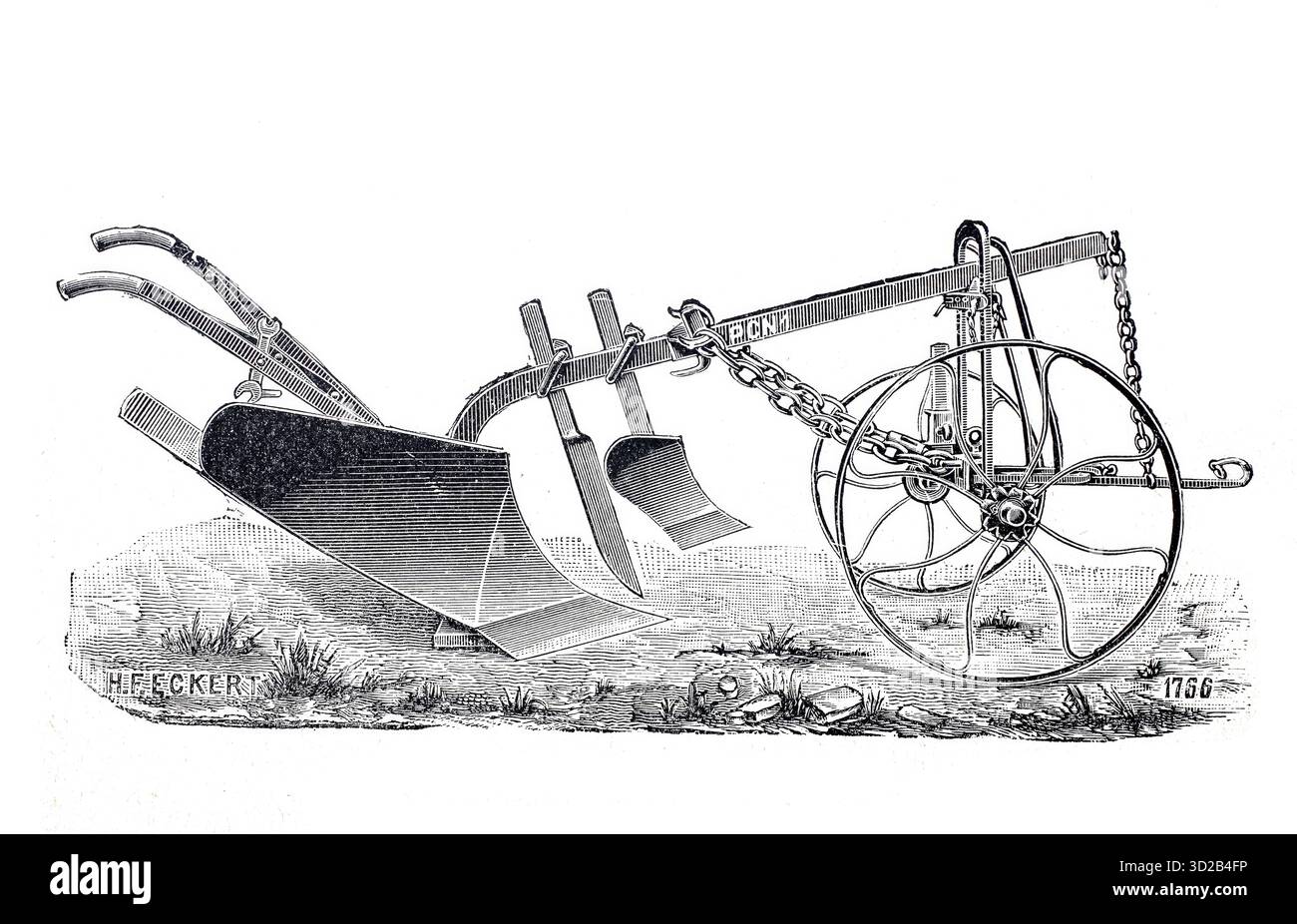Agriculture, agriculture, charrue profonde ou charrue profonde, vers 1870, reproduction améliorée numériquement d'un original du xixe siècle, historique, date exacte inconnue Banque D'Images