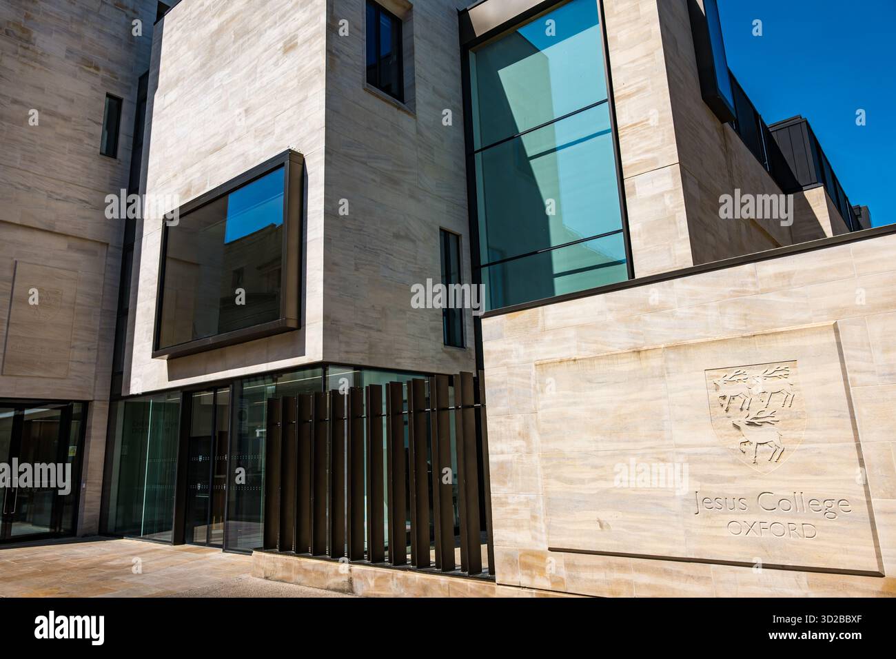 Architecture moderne Cheng Yu Tung Building, Jesus College, Cornmarket Street, Université d'Oxford, Angleterre, ROYAUME-UNI Banque D'Images