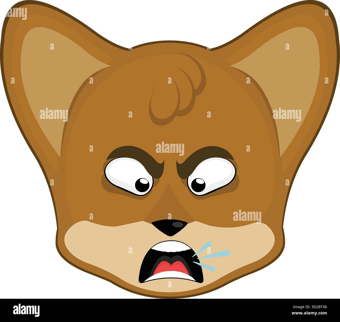 illustration vectorielle émoticône personnage face à l'animal renard, avec une expression en colère, parler et crier Illustration de Vecteur