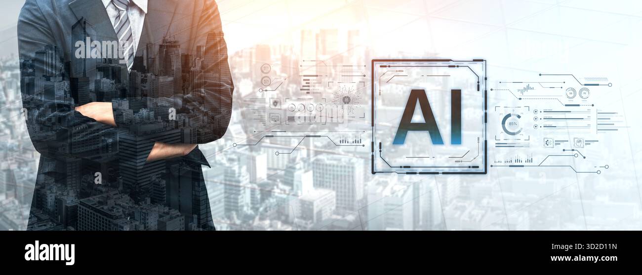 Une interface utilisateur futuriste pour l'intelligence d'affaires. Ce tableau de bord avancé de l'IA affiche des analyses de données complexes, des graphiques et des graphiques pour le cor stratégique Banque D'Images