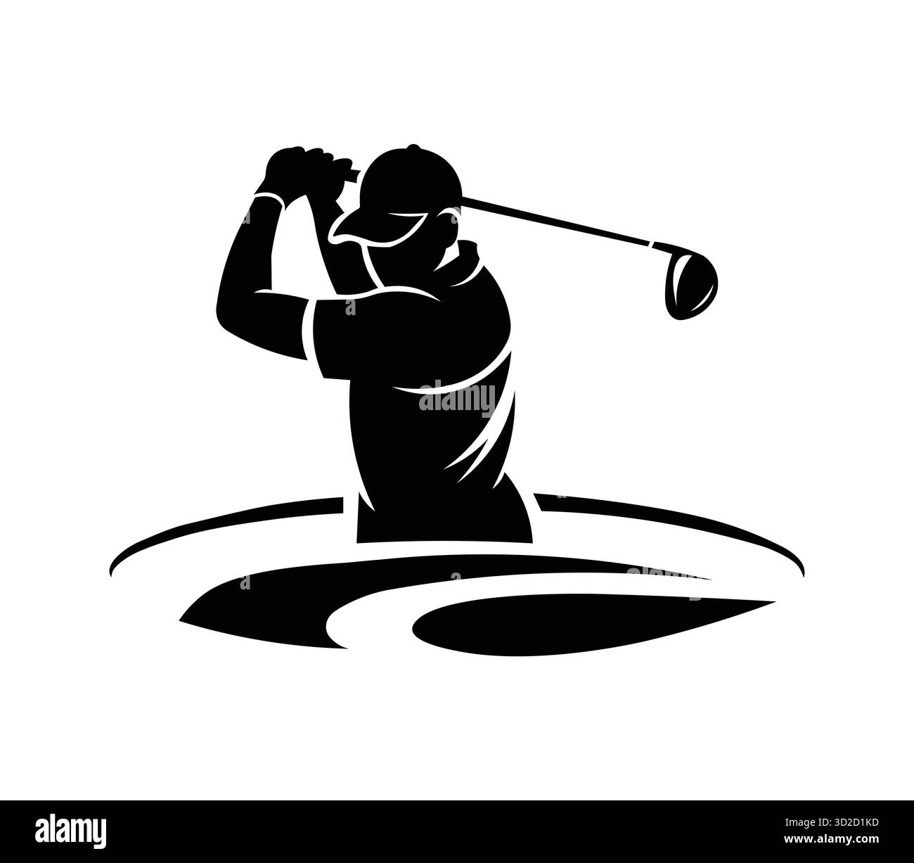 Joueur de golf, swing de golfeur, Silhouette de sport, icône de vecteur de golf Illustration de Vecteur