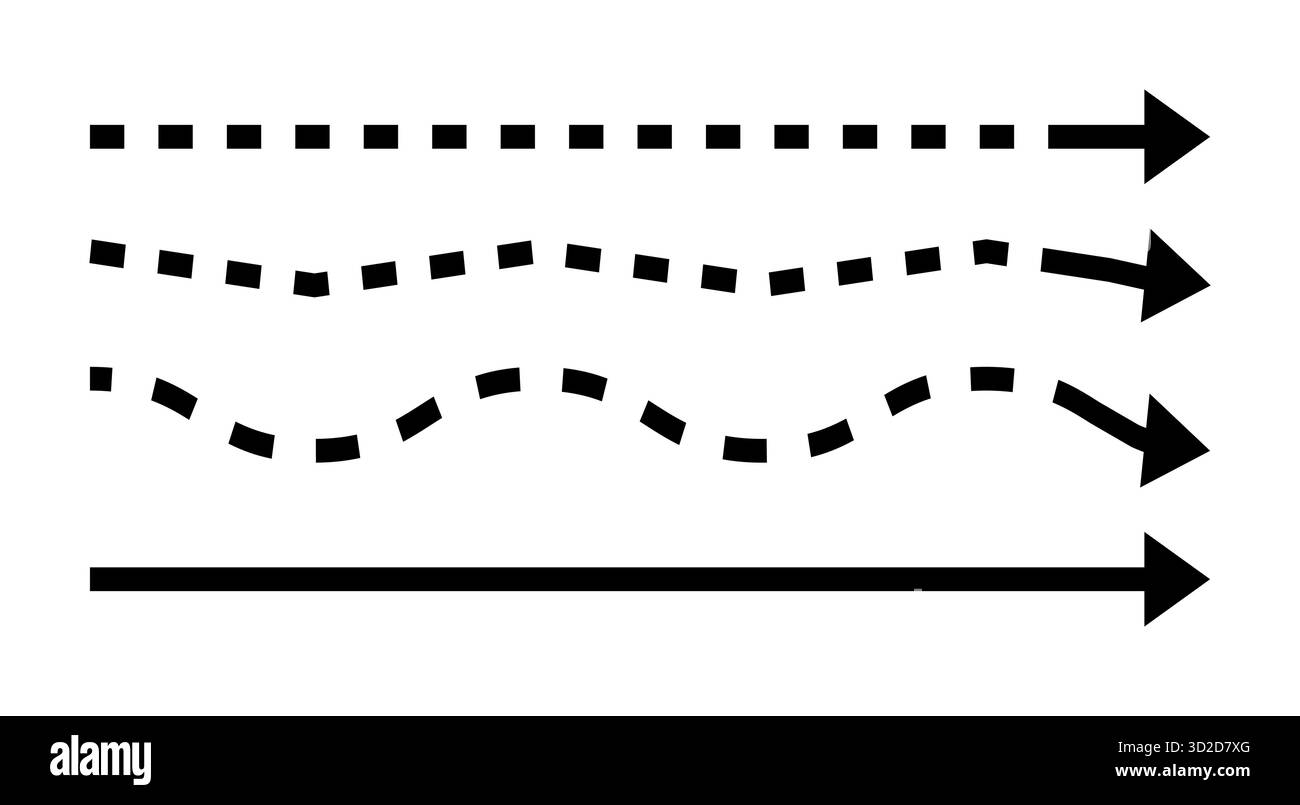 Ensemble de flèches directionnelles noires avec lignes pointillées conception vectorielle idéale pour les diagrammes de flux de navigation diagrammes de processus et visuels créatifs représentant Illustration de Vecteur
