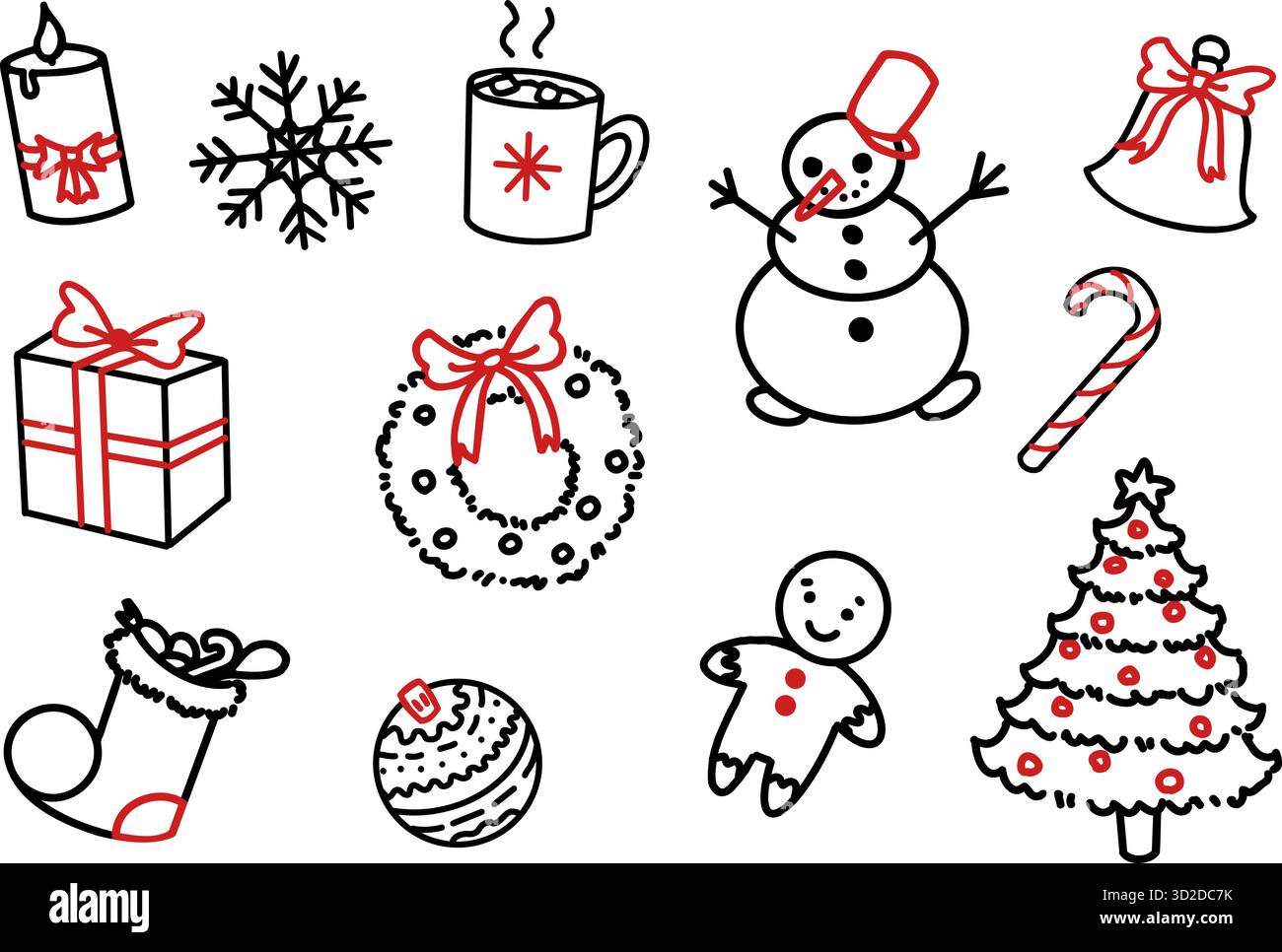 Ensemble de doodle de Noël dessiné à la main avec des icônes festives Illustration de Vecteur