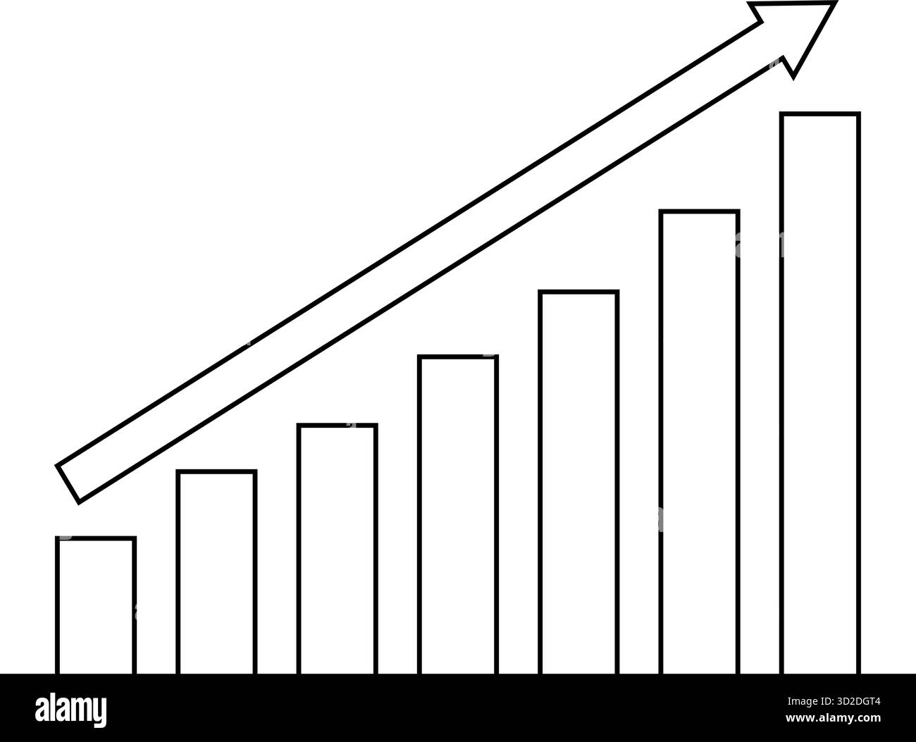 Graphique à barres de contour avec vecteur de flèche vers le haut isolé sur fond blanc symbolisant la performance de progression de tendance de croissance de l'entreprise et financière Illustration de Vecteur