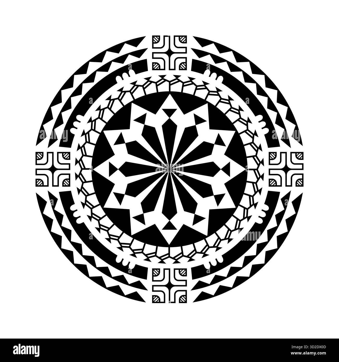 Tatouage à motif circulaire tribal maori Illustration de Vecteur