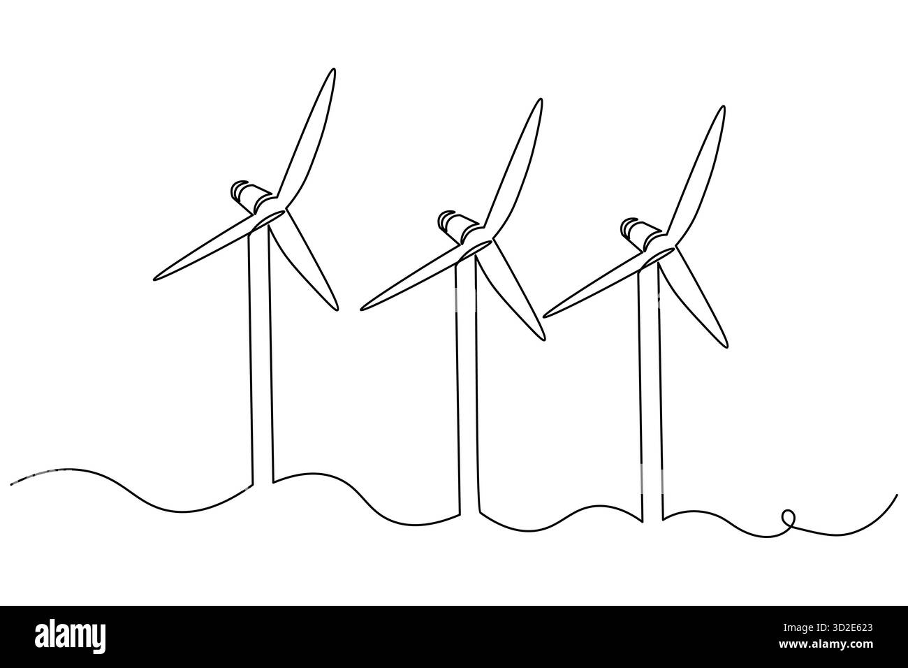 Dessin de ligne de générateur d'énergie éolienne illustration vectorielle de contour minimal d'énergie propre Illustration de Vecteur