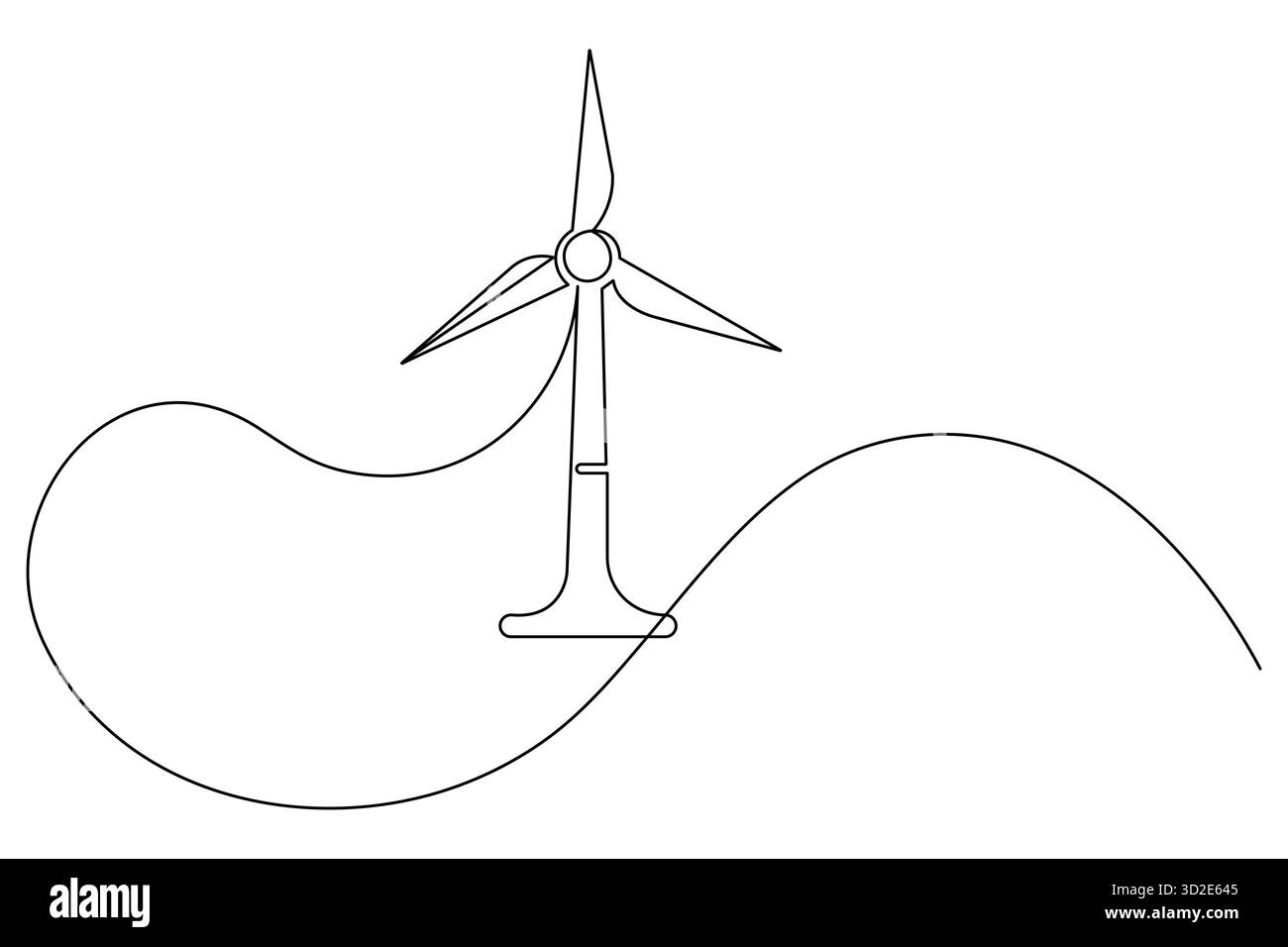 Dessin de ligne de générateur d'énergie éolienne illustration vectorielle de contour minimal d'énergie propre Illustration de Vecteur