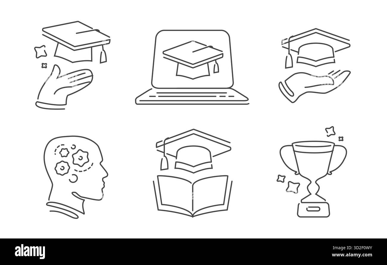 Formation, séminaire, webinaire, test en ligne, symbole de cours. Formation, formation à distance icônes web Illustration de Vecteur