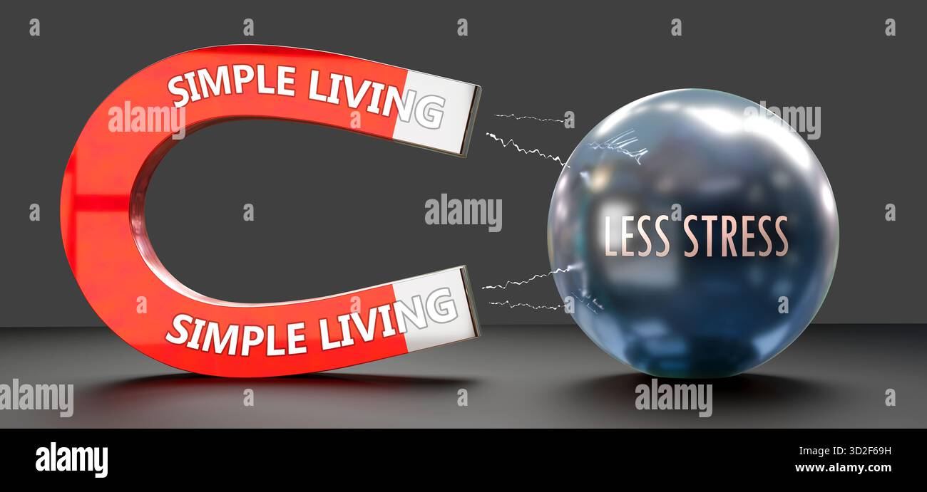 Une vie simple qui attire moins de stress. Pouvoir de la vie simple Banque D'Images