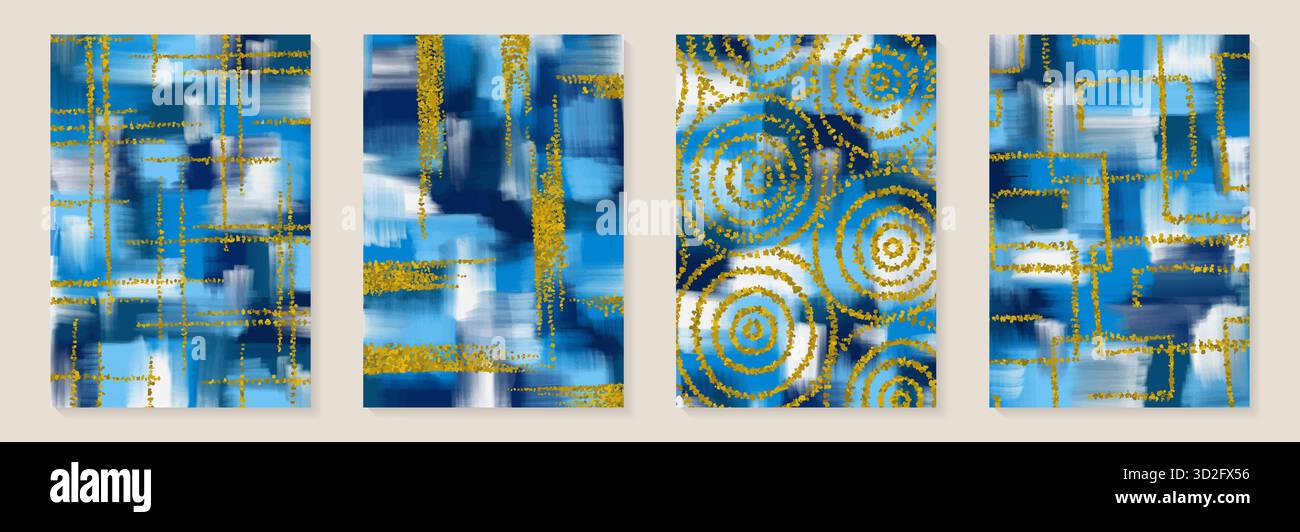 Fond d'art abstrait peint à la main minimaliste créatif avec ligne de teinture d'aquarelle coup de pinceau. Conception pour décoration murale, carte postale, médias sociaux Illustration de Vecteur