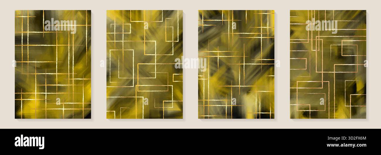 Fond d'art abstrait peint à la main minimaliste créatif avec ligne de teinture d'aquarelle coup de pinceau. Conception pour décoration murale, carte postale, médias sociaux Illustration de Vecteur