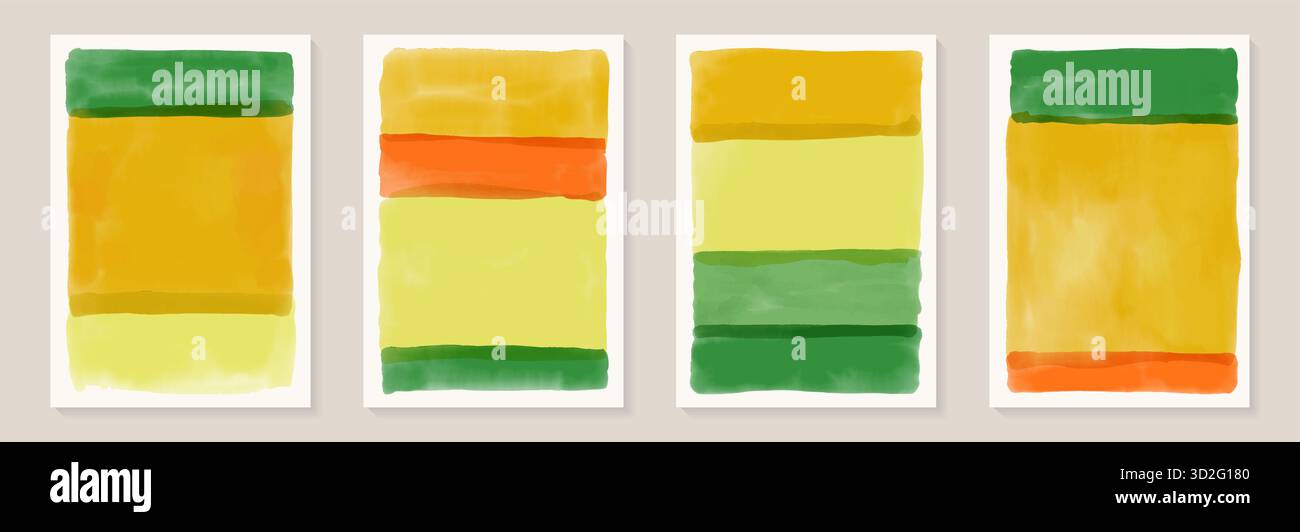 Fond d'art abstrait peint à la main minimaliste créatif avec ligne de teinture d'aquarelle coup de pinceau. Conception pour décoration murale, carte postale, médias sociaux Illustration de Vecteur