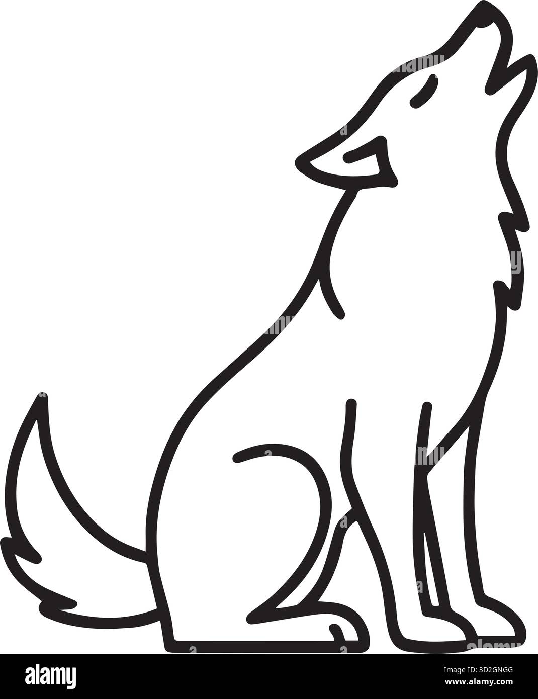 Wolf (Howling) Silhouette illustration vectorielle. Illustration de Vecteur