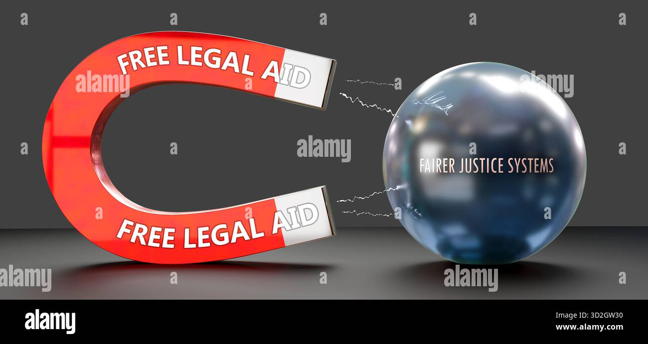 Une aide juridique gratuite qui attire des systèmes de justice plus équitables. Pouvoir de l'aide juridictionnelle gratuite Banque D'Images