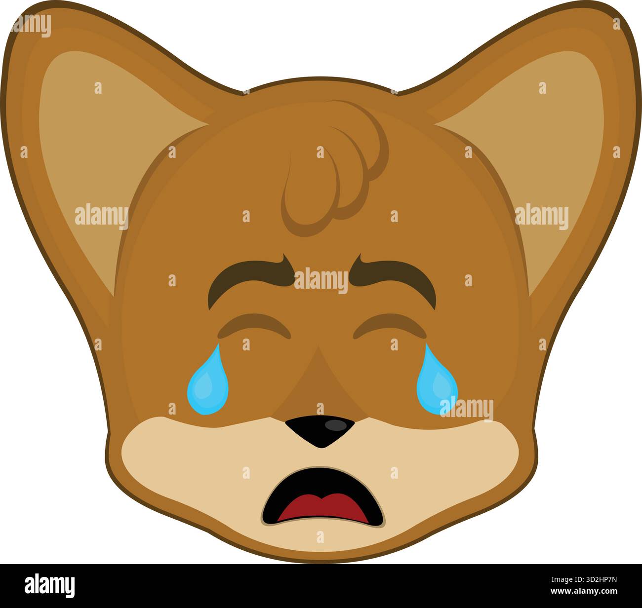 illustration vectorielle personnage d'émoticône visage renard animal pleurant avec des larmes tombant de ses yeux Illustration de Vecteur