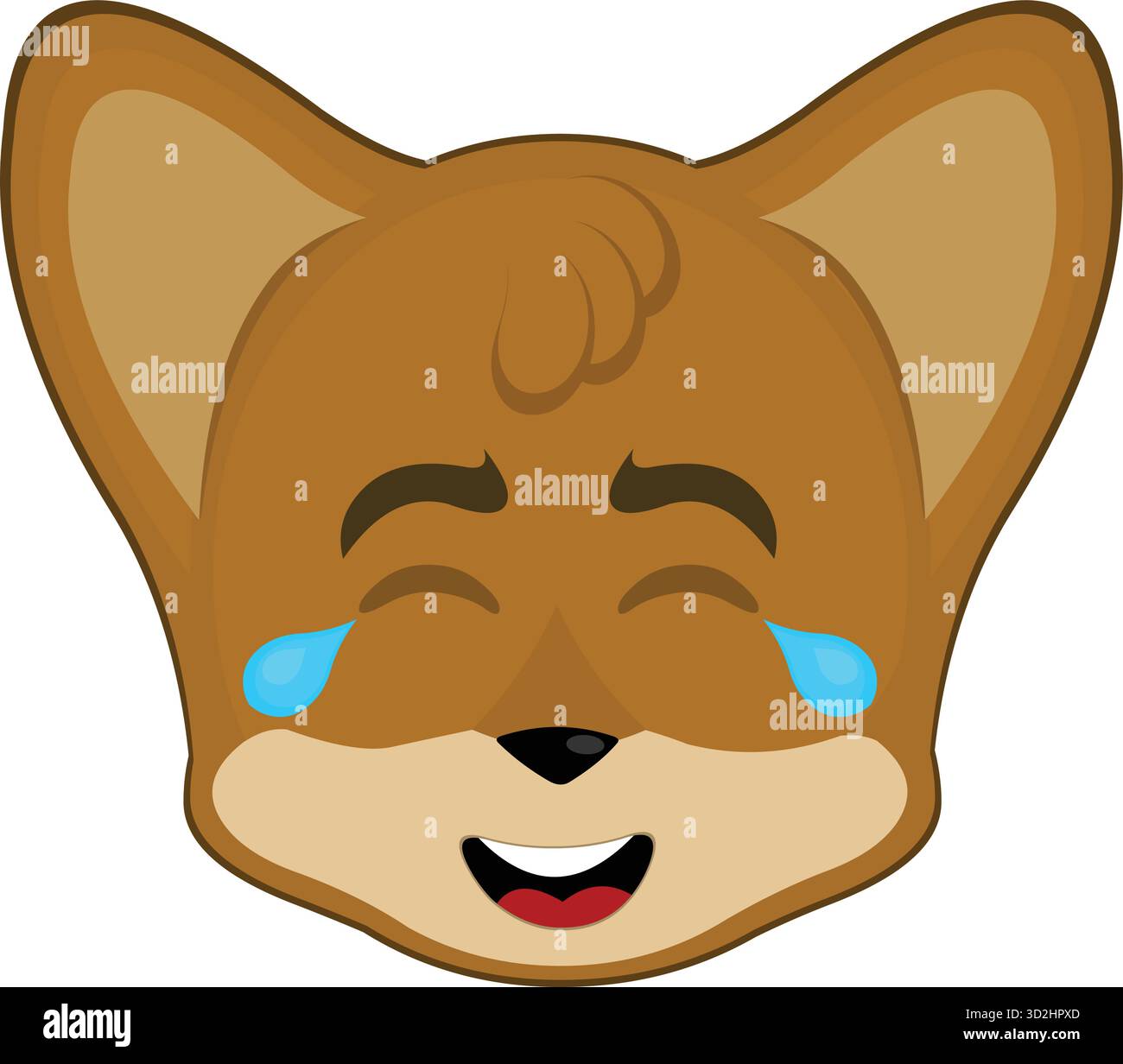 illustration vectorielle émoticône personnage visage renard animal, avec une expression heureuse et des larmes de joie Illustration de Vecteur