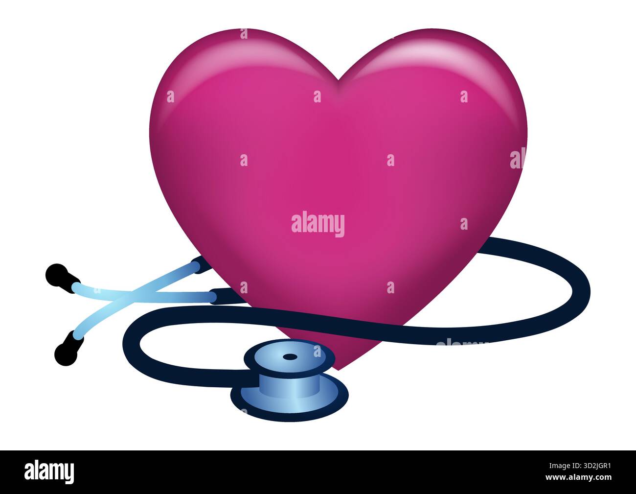 Icône Heart Health Care avec stéthoscope. Illustration de concept de journée mondiale du cœur et de bien-être. Illustration de Vecteur