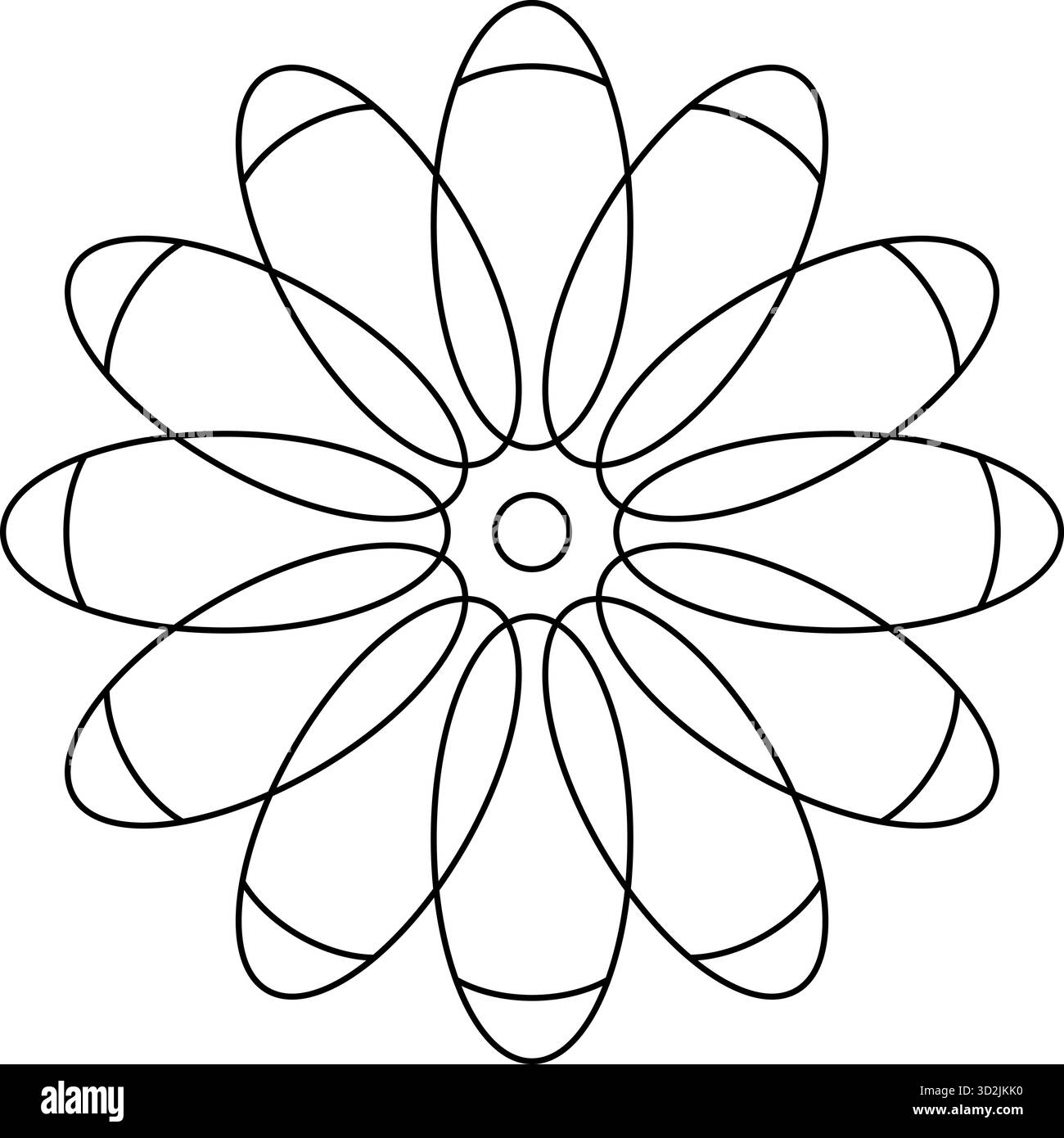 Fleur d'art de ligne minimaliste avec vecteur de pétales en couches isolé sur fond blanc pour la coloration moderne illustration de projets de conception créative Illustration de Vecteur