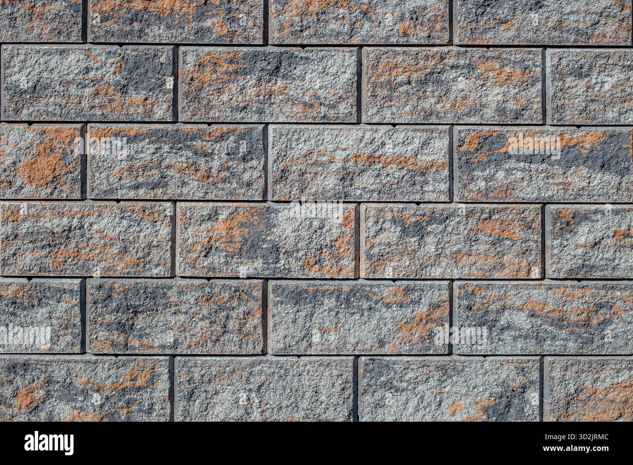 Carreaux de forme rectangulaire à motifs en pierre alignés, décoration extérieure en briques de clôture Banque D'Images