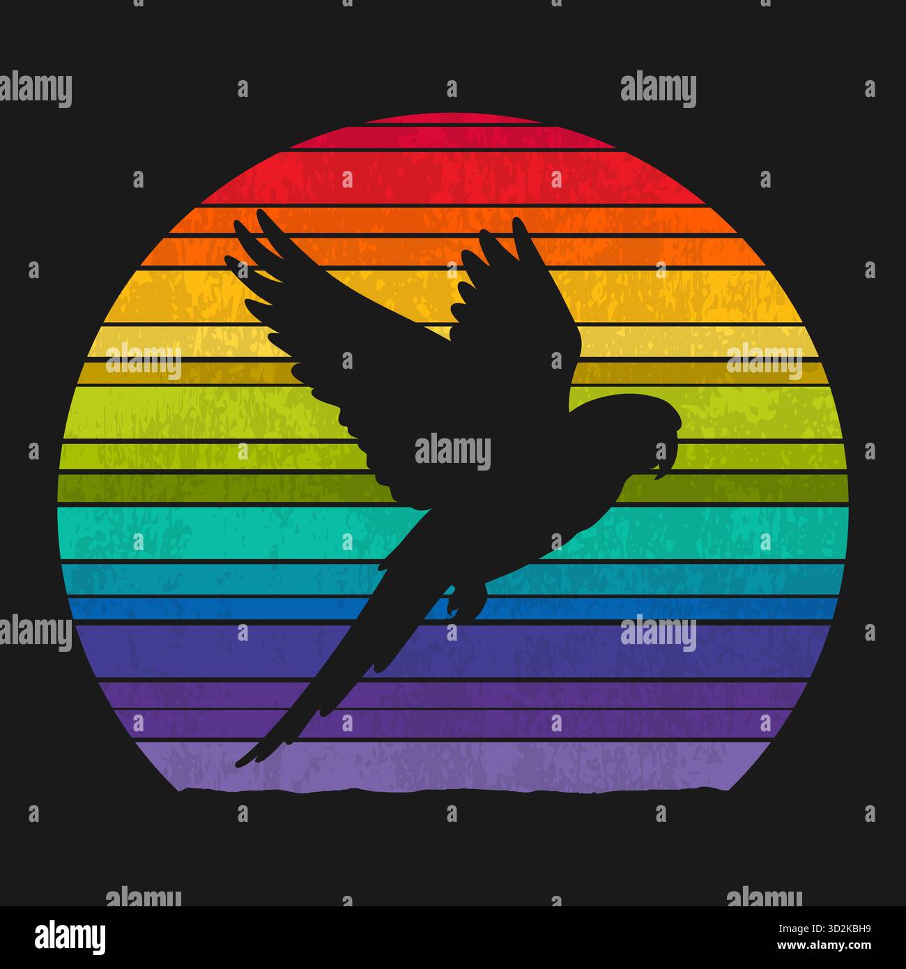 Silhouette volante de perroquet sur fond coloré arc-en-ciel. Illustration vectorielle Illustration de Vecteur