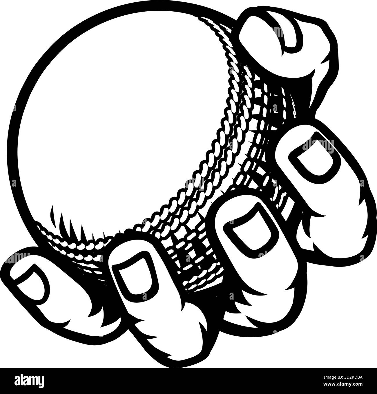 Poing de mascotte tenant une balle de cricket Illustration de Vecteur