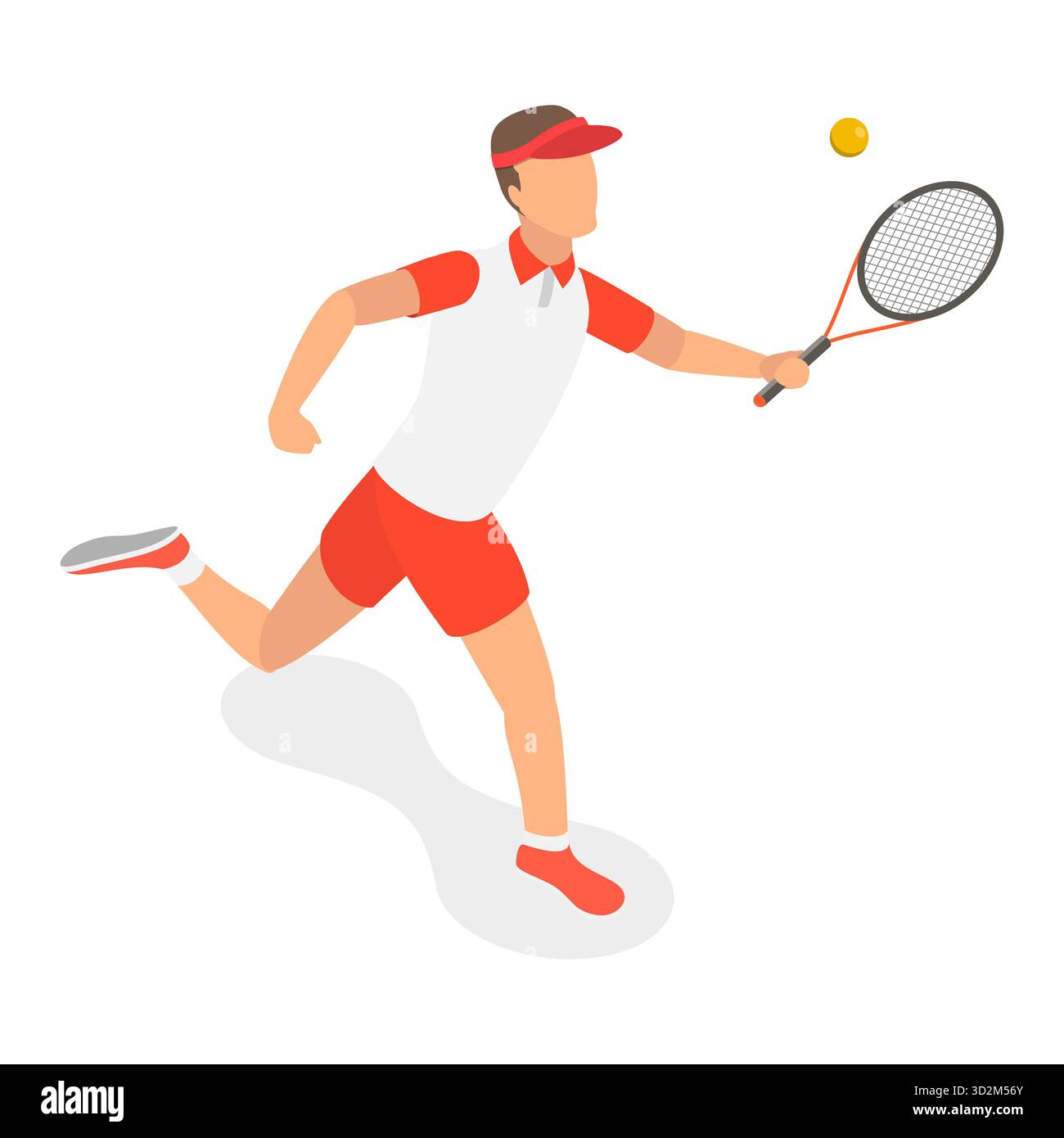 Ensemble plat isométrique 3D de joueurs de tennis, Sport d'été. Point 5 Banque D'Images