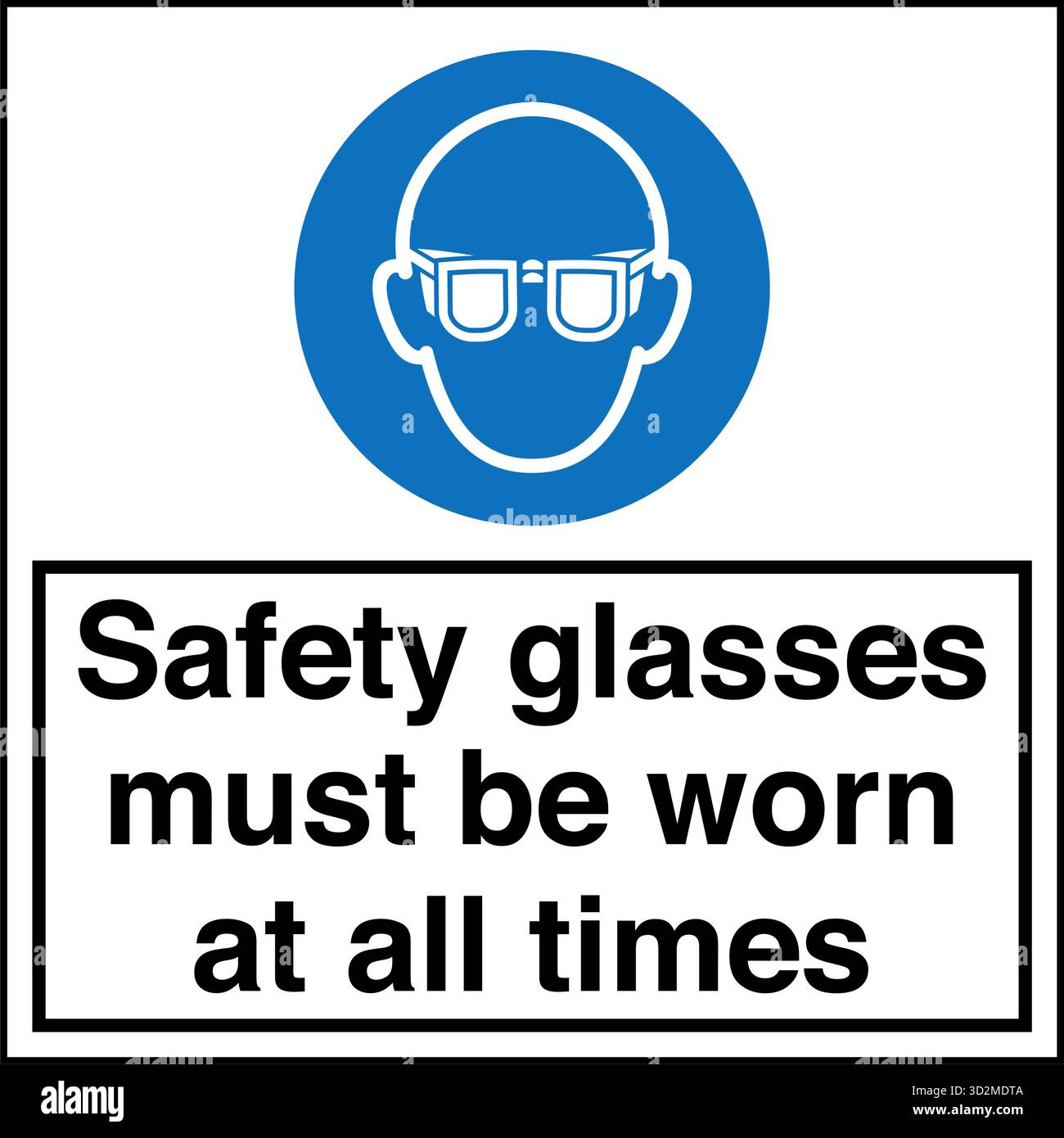 Panneau de sécurité – le port de lunettes de protection rappelle aux travailleurs de porter des lunettes de sécurité dans les zones où les projections de débris, de produits chimiques ou de particules présentent un risque. Illustration de Vecteur