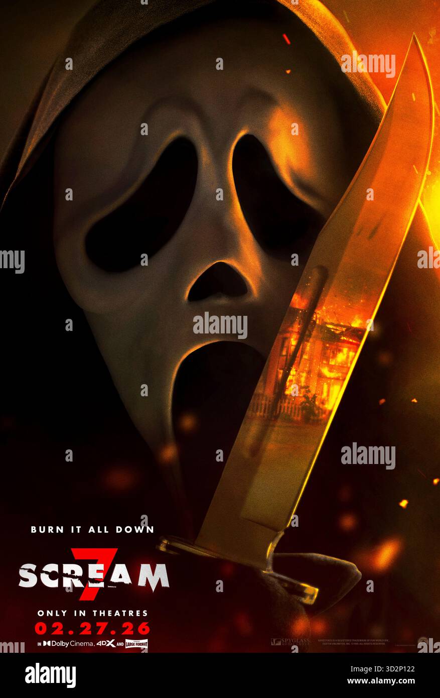 Scream 7 (2026) réalisé par Kevin Williamson et mettant en vedette Neve Campbell, Courteney Cox et Mason Gooding. Quand un nouveau tueur de Ghostface émerge dans la ville, les survivants doivent affronter leur passé et faire face à une nouvelle vague de terreur. Affiche avancée AMÉRICAINE UNIQUEMENT POUR USAGE ÉDITORIAL. Crédit : BFA / Paramount Pictures Banque D'Images