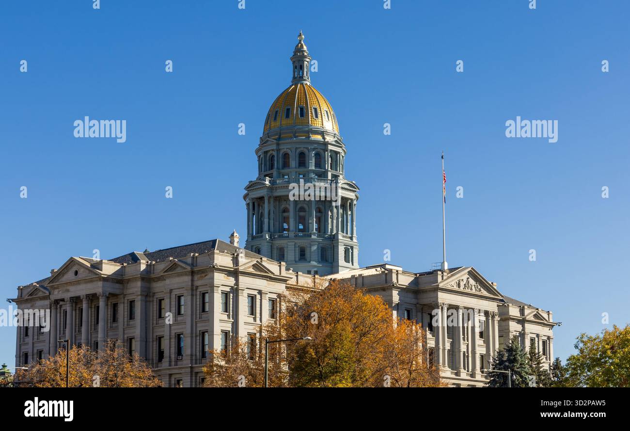 Bâtiment du Capitole de l'État du Colorado à Denver, Colorado. Dôme extérieur doré Banque D'Images