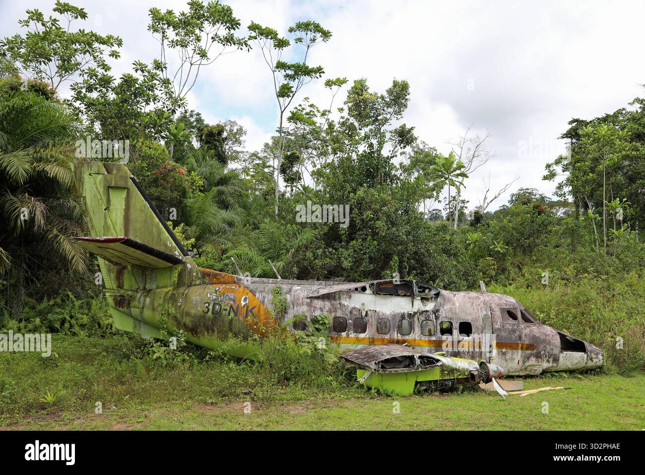 Restes d'un avion écrasé dans la forêt tropicale de Guinée équatoriale Banque D'Images