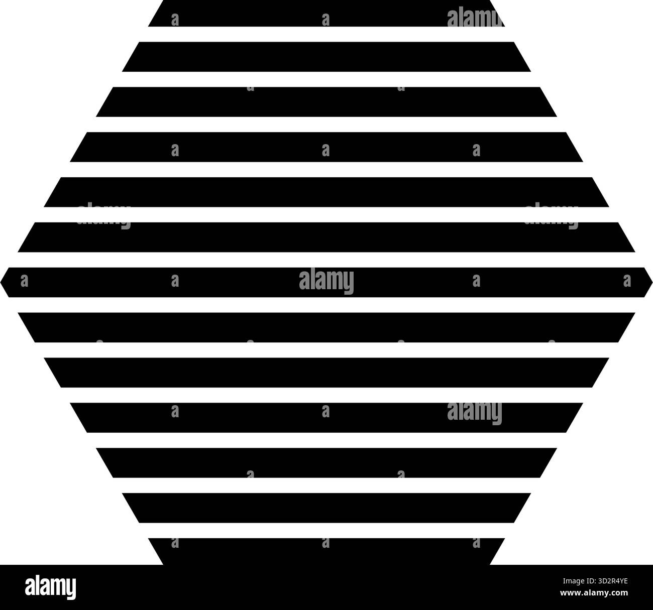 Forme géométrique rayée basique isolée sur fond blanc. Figurine hexagonale striée. Élément de conception simple. Illustration graphique vectorielle. Illustration de Vecteur
