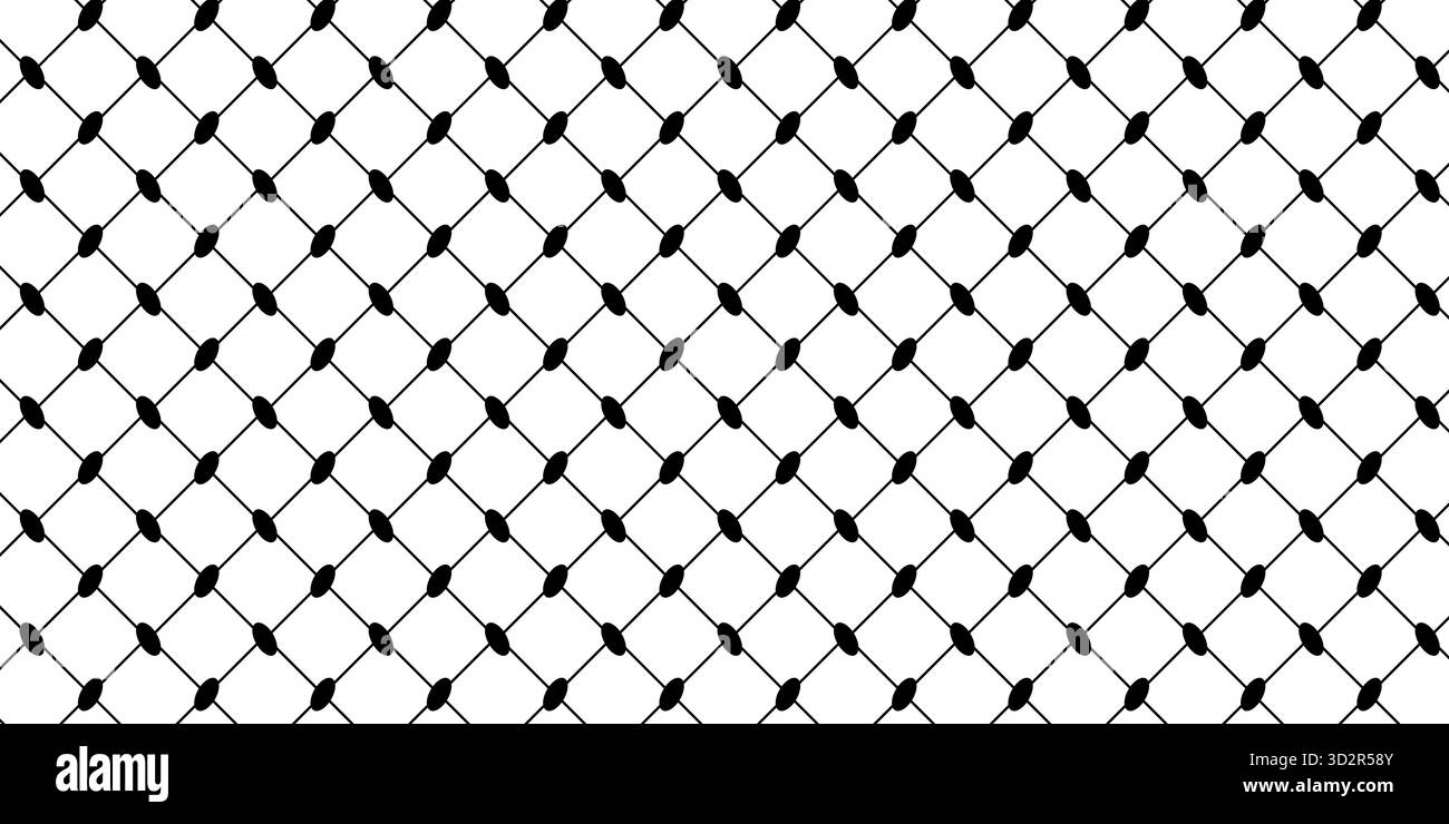 Modèle keffiyeh ou shemagh. Imprimé foulard palestinien traditionnel. Texture géométrique du tissu. Fond de tissu oriental classique. Structure en treillis, en treillis ou en filet. Illustration graphique vectorielle. Illustration de Vecteur
