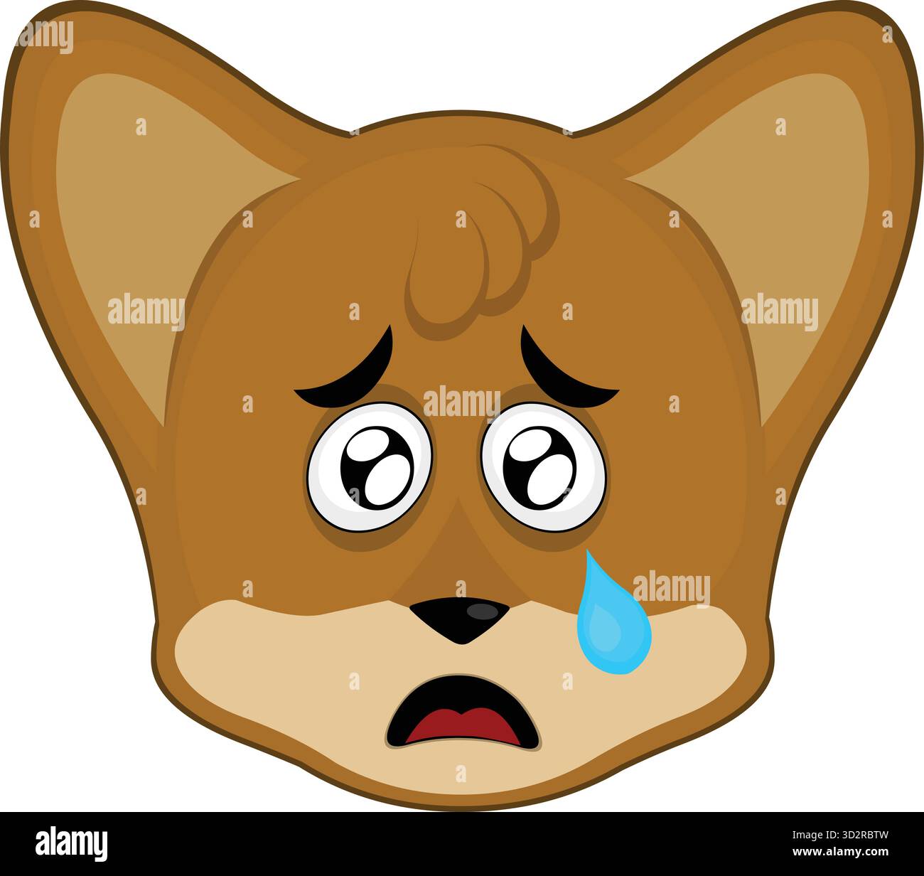 illustration vectorielle émoticône personnage visage renard animal, avec une expression triste, les yeux aqueux et une larme tombant d'un œil Illustration de Vecteur