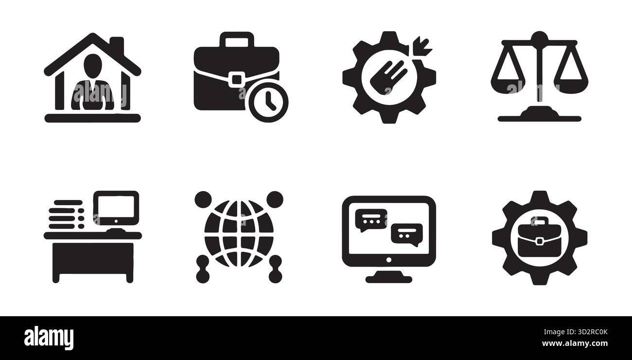 Jeu d'icônes d'affaires et de technologie illustration vectorielle en noir et blanc Illustration de Vecteur