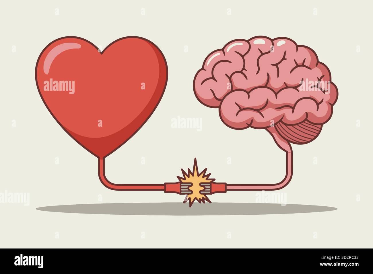 Concept de connexion cœur-cerveau illustrant l'équilibre émotif et intellectuel Illustration de Vecteur