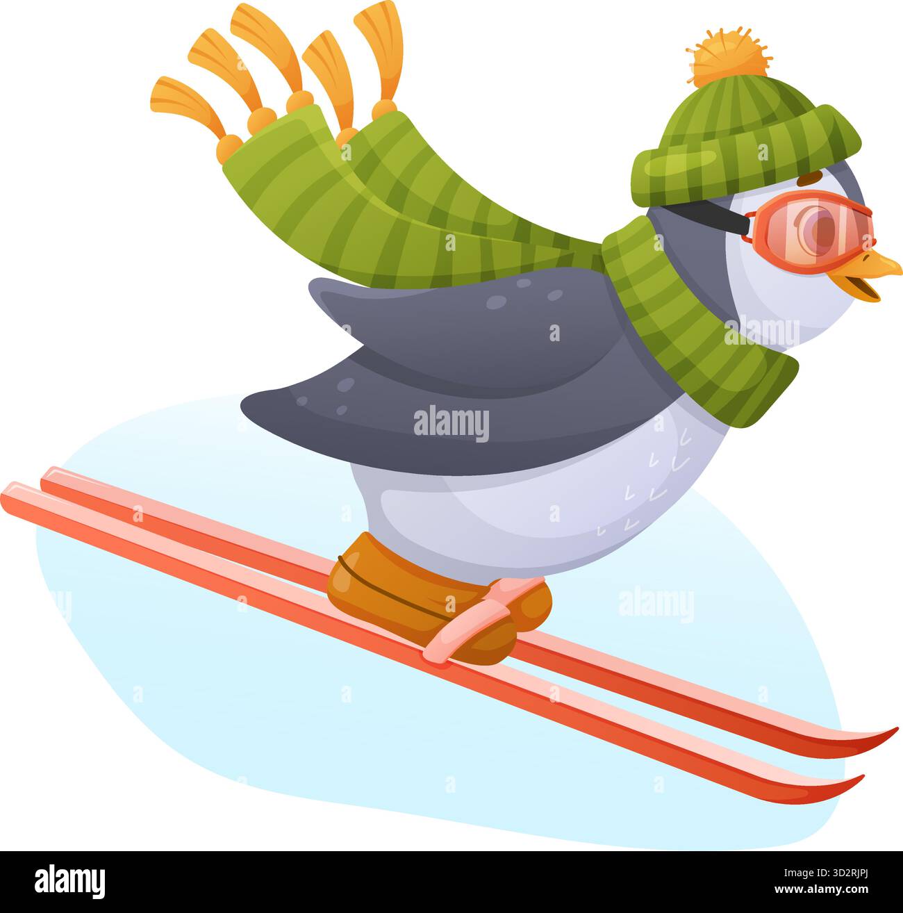 mignon pingouin. descente. illustration vectorielle d'hiver. Illustration de Vecteur
