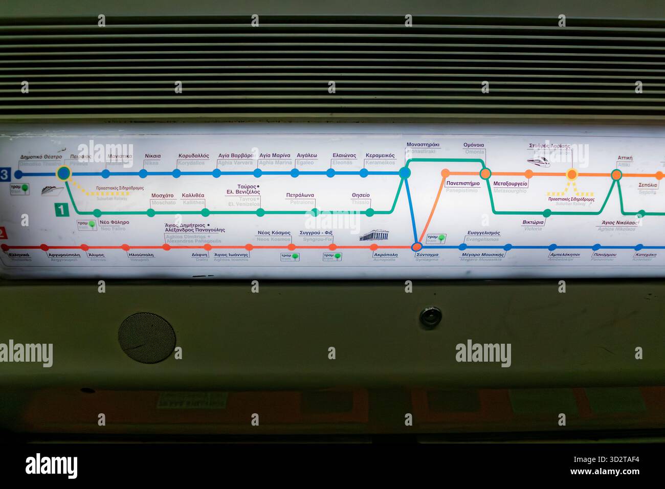 Carte du métro d'Athènes. Banque D'Images