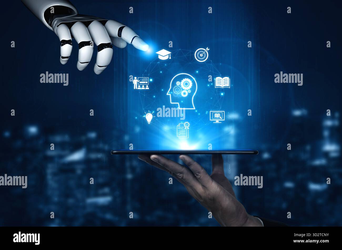 Un assistant IA crée un parcours d’e-learning personnalisé pour le développement des compétences. Cette plate-forme d'éducation intelligente fournit des ressources et de la formation à améliorer Banque D'Images